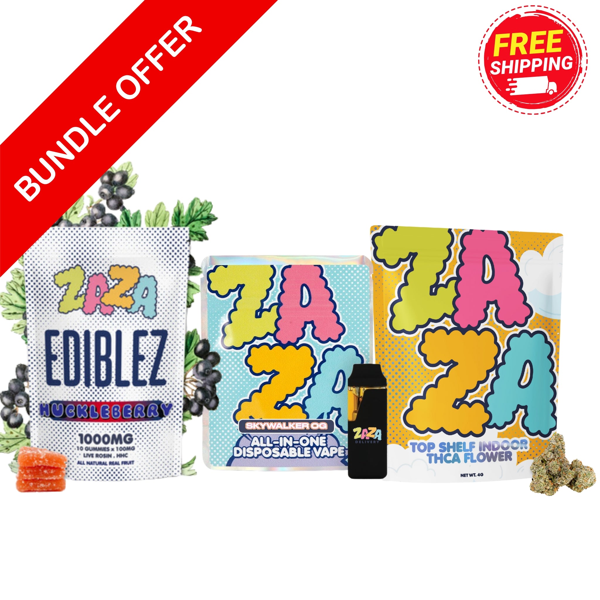 Zaza Weekend Warrior (4 Grams Flower, 2 Gram Vape, 1000MG Gummy) ShopZaza Zaza Weekend Warrior (4 Grams Flower, 2 Gram Vape, 1000MG Gummy) ShopZaza
