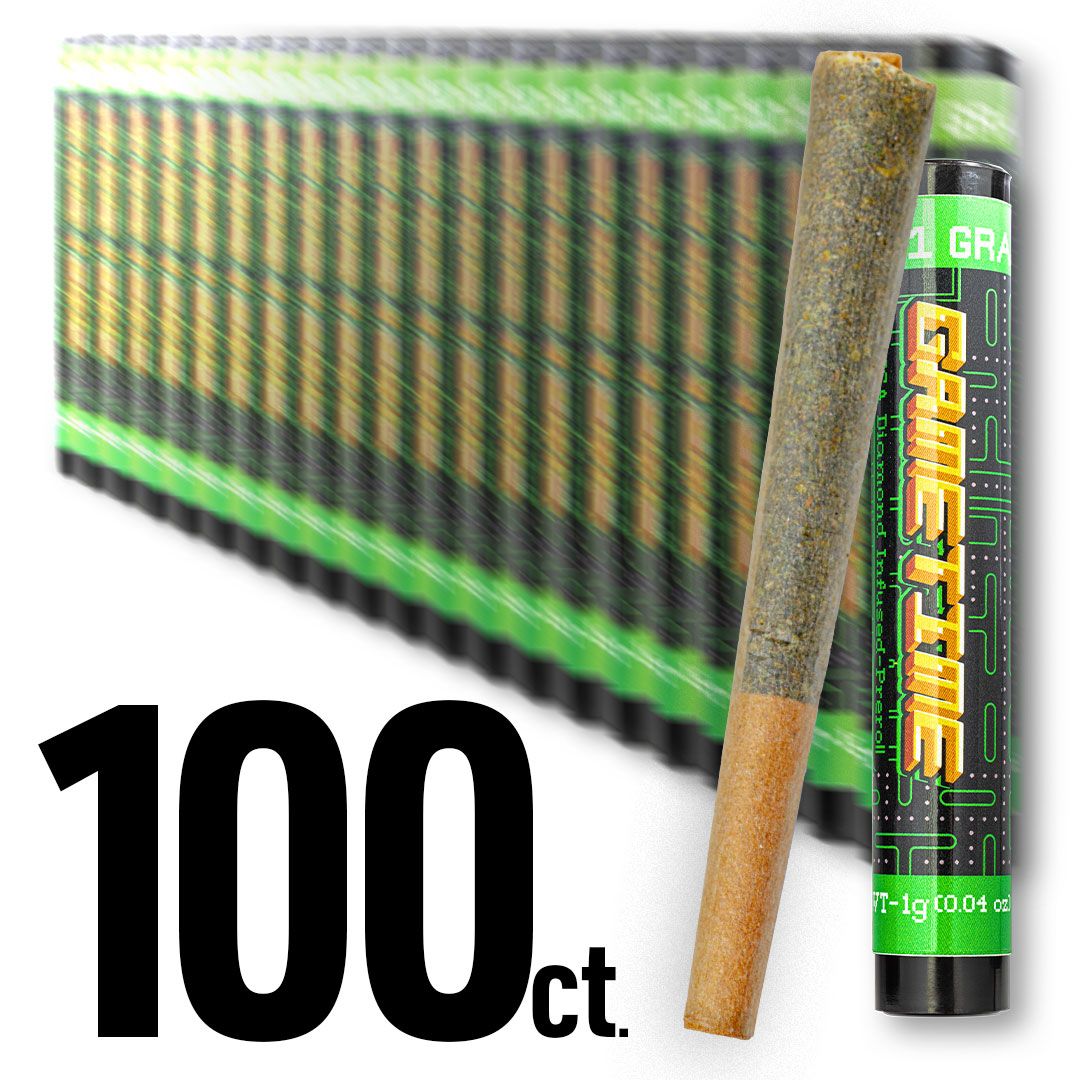 100 PACK Game Time HYBRID - THCa Diamonds Infused Pre-Rolls