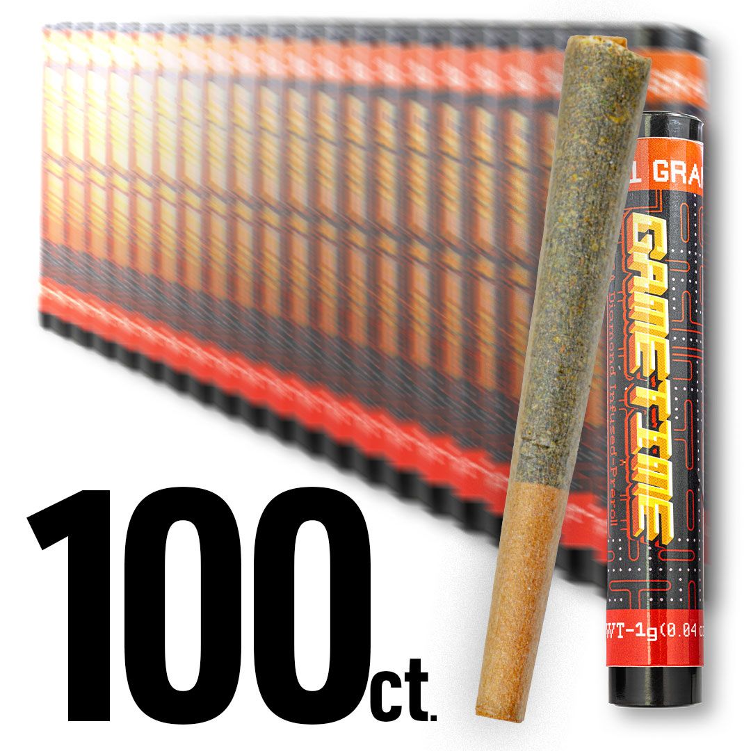 100 PACK Game Time SATIVA - THCa Diamonds Infused Pre-Rolls